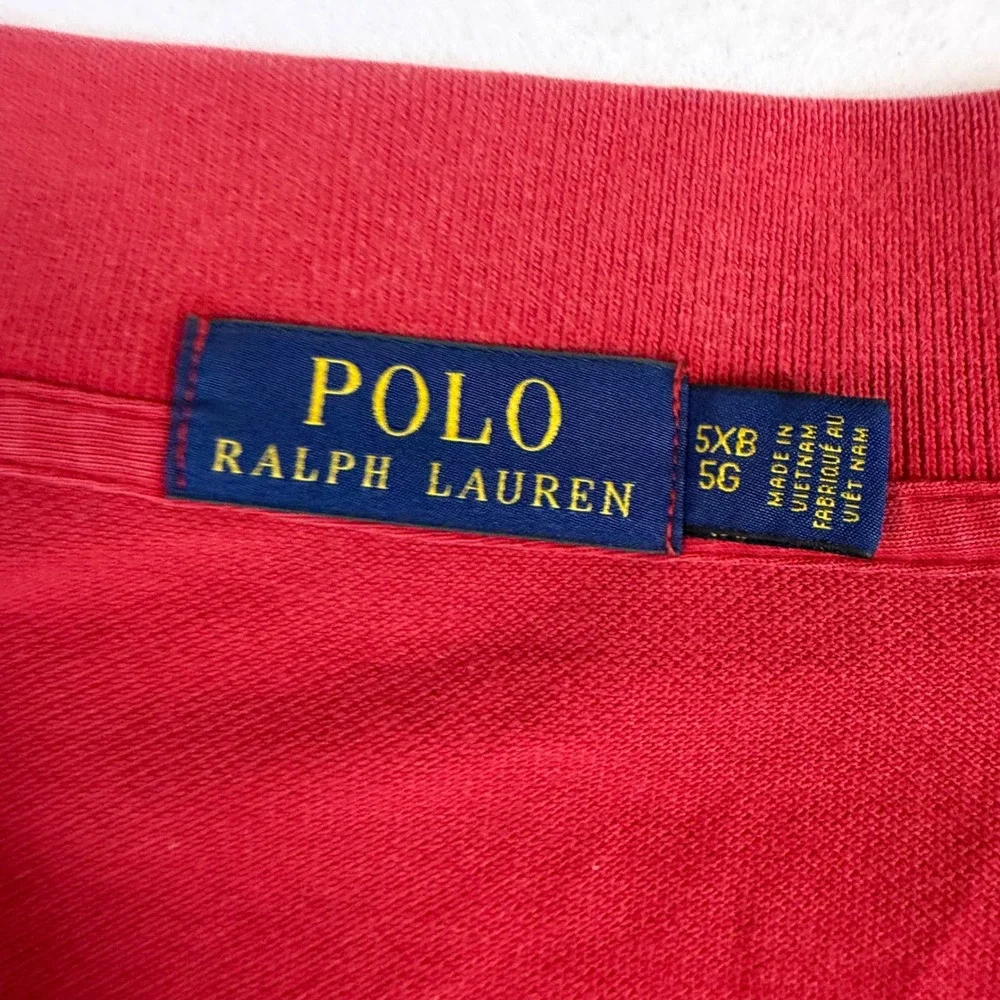 Polo Ralph Lauren Mens Red Short Sleeve Pique Polo Shirt Big & Tall 5XB Logo